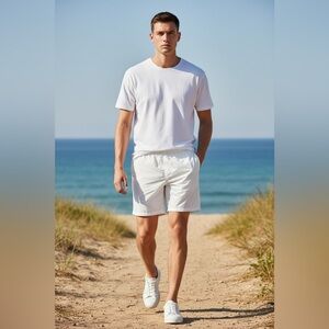 H&M White Shorts Regular Fit Mid Length Size XL